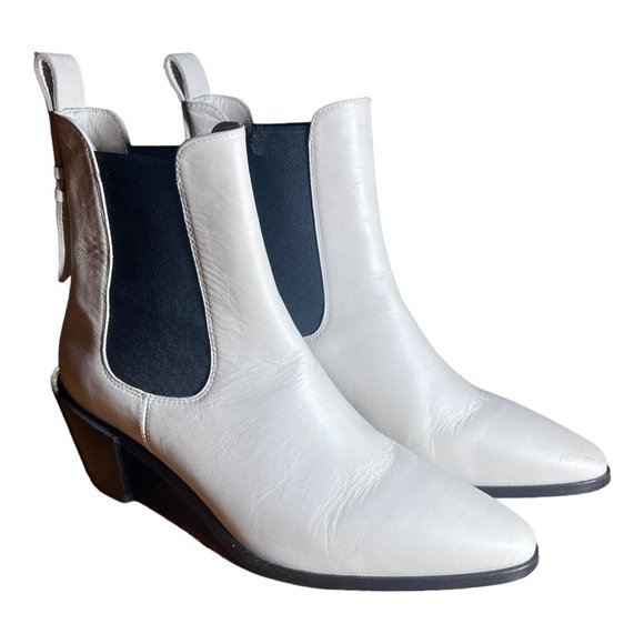 Frame White Leather Boots Booties - Picture 2 of 8